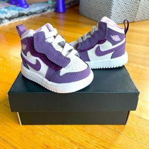 Baby Nike Jordan 1 Mid ALT - Pro purple & desert sand - 2C - 2019 - with box